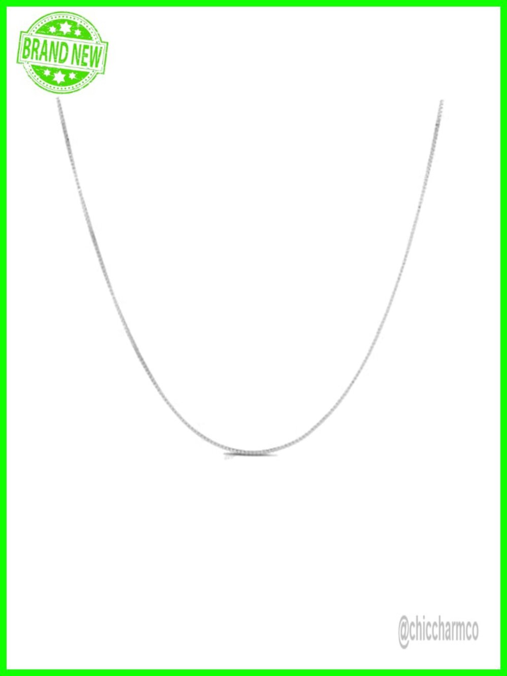 14K Solid White Gold Box Chain Necklace 0.5mm 20in
